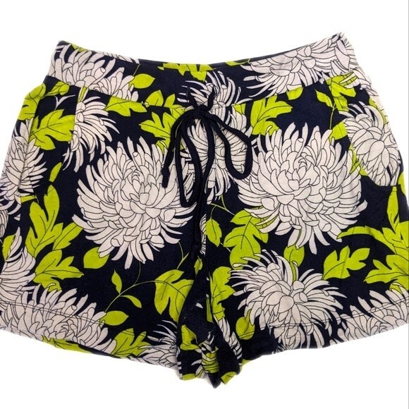 CAbi No Sweat shorts, navy blue, chartreuse yellow, grey/white, 4" inseam XS - Picture 1 of 7